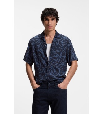 BOSS para hombre. 50559632 Camisa regular fit con estampado marino (XXL), Casual, Viscosa, Manga corta