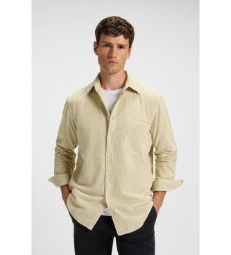 BOSS para hombre. 50548976 Camisa Relegant beige (S), Casual, Algodón, Manga larga