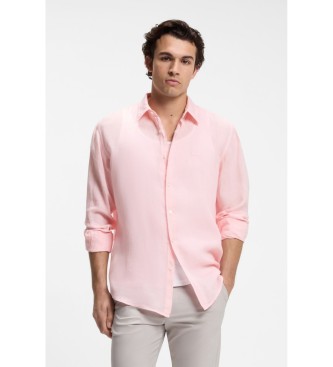 BOSS para hombre. 50567579 Camisa Relegant 6 rosa (5XL), Casual, Lino, Manga larga
