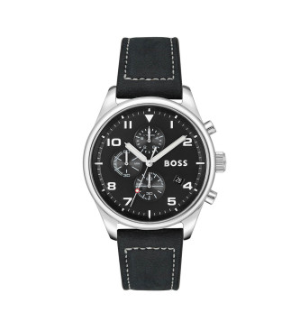 BOSS para hombre. 1513987 Reloj Analógico con correa de piel View negro (OSFA), Casual