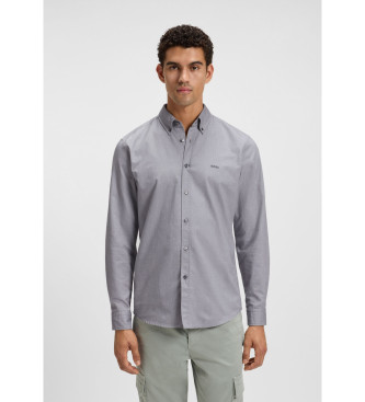 BOSS para hombre. 50519707 Camisa Rickert gris (XXL), Casual, Algodón, Clásico, Manga larga