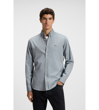 BOSS para hombre. 50519707 Camisa Rickert gris verdoso (L), Casual, Algodón, Manga larga