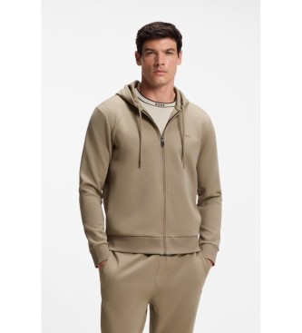 BOSS para hombre. 50555495 Sudadera con capucha y cremallera algodón elástico beige (S), Casual