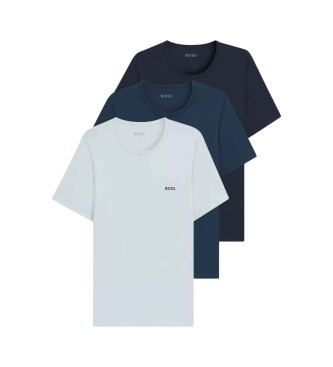 BOSS para hombre. 50532470 Set de tres camisetas interiores de algodón azules (L), Homewear, Manga corta