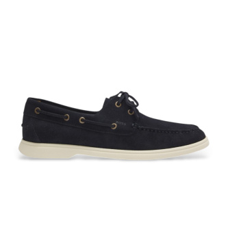 BOSSvoor mannen. 50563130 Navy Contrast Suède Bootschoenen (44), Plat, Veters, Casual, Marineblauw