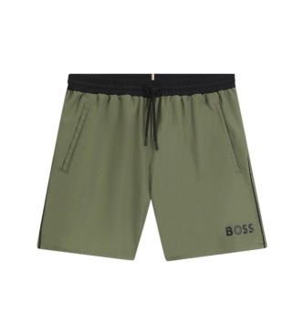 BOSS för män. 50514429 Shorts med logotyp och grön kontrastpasspoal (XXL), Strandkläder, Polyester