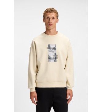 BOSS para hombre. 50548324 Sudadera oversize fit blanco roto (XL), Casual, Algodón