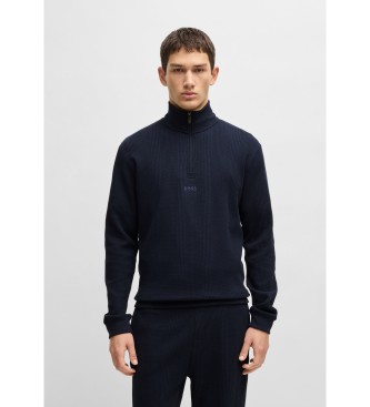 BOSS para hombre. 50535848 Jersey con estructura de rejilla marino (M), Casual, Algodón