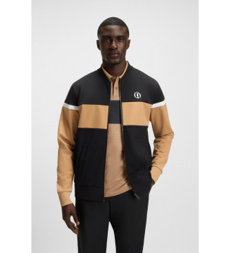 BOSS para hombre. 50548932 Sudadera Color Block negro,marrón (XL), Casual, Algodón