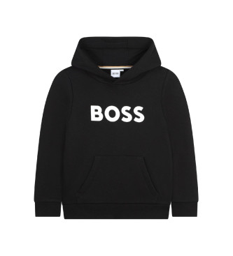 BOSS para niño. J52351 Sudadera Logo negro (13/14años= 157/162cm), Casual, Algodón, moda infantil