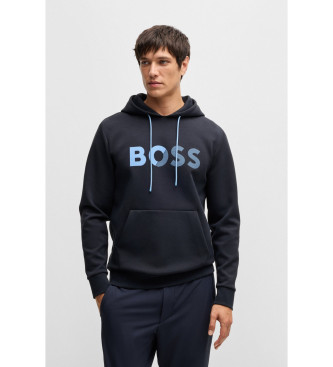 BOSS para hombre. 50535116 Sudadera con capucha Soody Tape Logo marino (L), Casual, Algodón