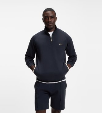 Sweatshirt med polokrage och halv dragkedja Sense marinblå