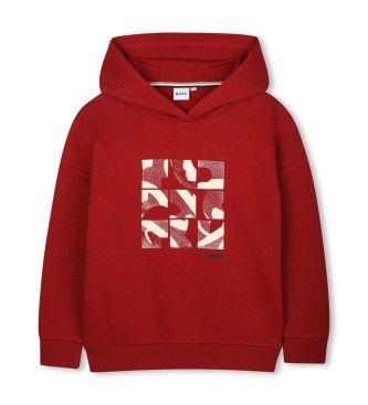 BOSS unisex para niños. J52353 Sudadera Cuadrado rojo (10años= 138cm), Casual, Algodón, Manga larga, moda infantil