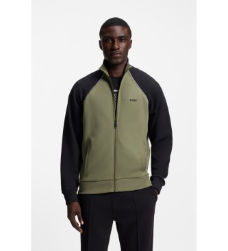 BOSS para hombre. 50553566 Sudadera de algodón con ribetes en contraste verde (XL), Casual, Deportivo