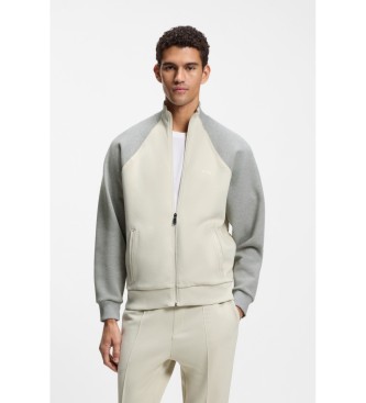 BOSS para hombre. 50553566 Sudadera de algodón con ribetes en contraste beige (3XL), Casual, Deportivo