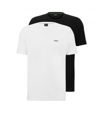 BOSS para hombre. 50478019 Pack 2 Camisetas Logo negro, blanco (XXL), Casual, Manga corta, Algodón Orgánico, Sostenible