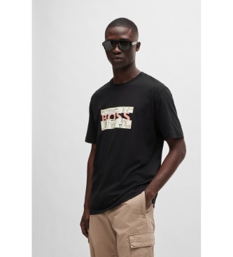 BOSS para hombre. 50515829 Camiseta Ticket negro (XL), Casual, Algodón, Manga corta
