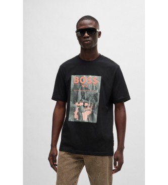 BOSS para hombre. 50515829 Camiseta Ticket negro (XL), Casual, Algodón, Manga corta
