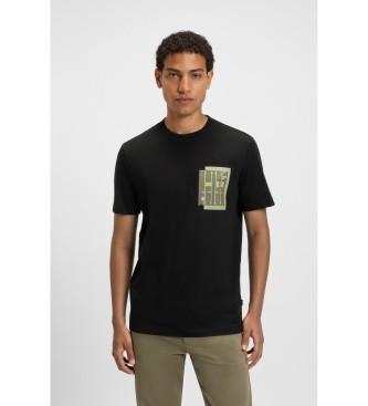 BOSSvoor mannen. 50546920 Container T-shirt zwart (XXL), Casual, Katoen, Korte mouwen