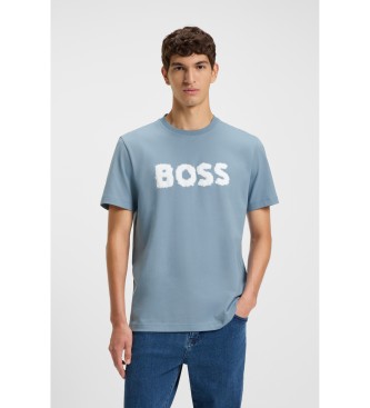 BOSS para hombre. 50554616 Camiseta Frozen azul (XL), Casual, Algodón, Manga corta