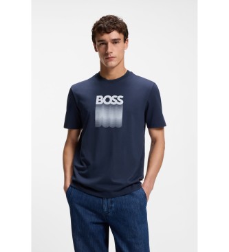 BOSS para hombre. 50556009 Camiseta Insignia marino (XXL), Casual, Algodón, Manga corta