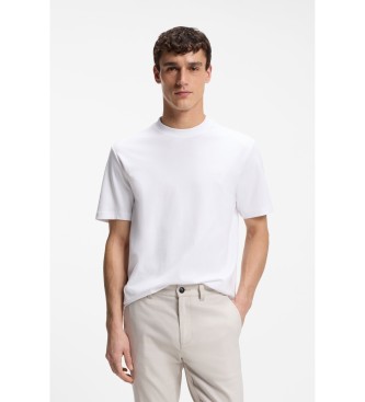 BOSS para hombre. 50554790 Camiseta de algodón interlock con logo bordado blanco (L), Casual, Manga corta