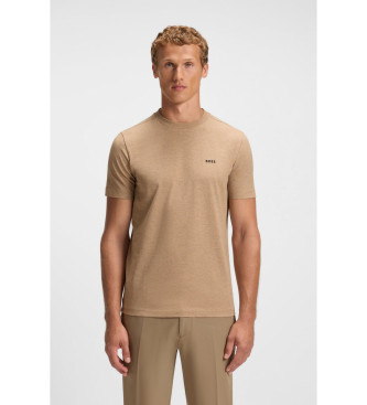 BOSS para hombre. 50506373 Camiseta Básica marrón (M), Beige, Casual, Algodón, Manga corta
