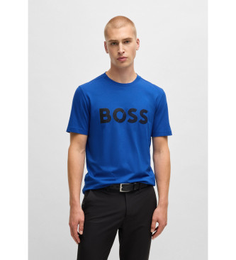 BOSS para hombre. 50530990 Camiseta Tape Logo azul (S), Casual, Algodón, Manga corta