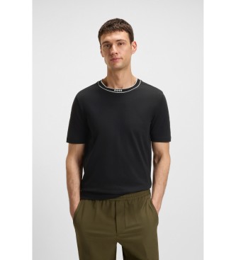 BOSS para hombre. 50552029 Camiseta con cuello a rayas negro (S), Casual, Algodón, Manga corta