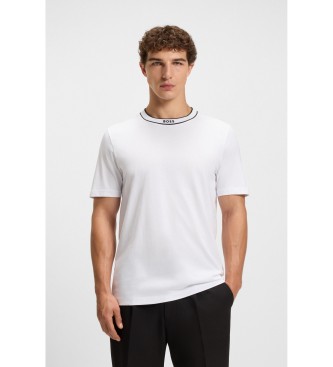 BOSS para hombre. 50552029 Camiseta con cuello a rayas blanco (S), Casual, Algodón, Manga corta