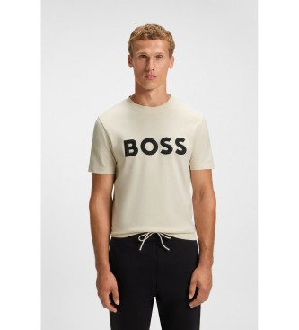 BOSS para hombre. 50548411 Camiseta Iconic Zone blanco roto (S), Casual, Algodón, Manga corta