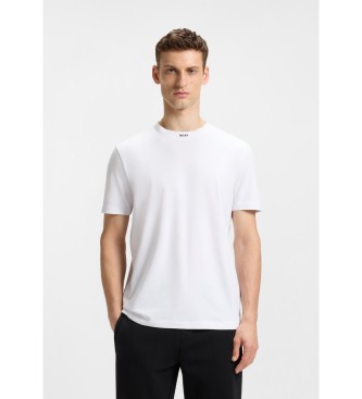 BOSS para hombre. 50537836 Camiseta de algodón elástico con cuello con logotipo blanco (L), Casual, Manga corta