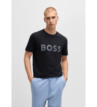 Boss Para Hombre. 50530990 Camiseta Con Logo Grande Marino (M), Casual, AlgodóN, Manga Corta-image