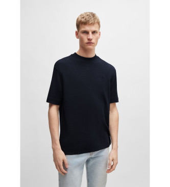 BOSSvoor mannen. 50511084 T-shirt Handdoek marine (S), Casual, Katoen, Korte mouwen, Marineblauw