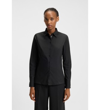 HUGO para mujer. 50416895 Camisa Fitted negro (42), Casual, Algodón, Manga larga