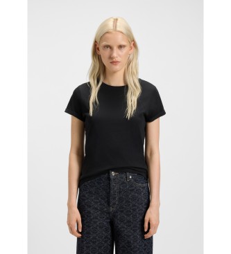 HUGO para mujer. 50417212 Camiseta Plain negro (XS), Casual, Algodón, Manga corta