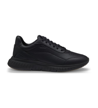 BOSS para hombre. 50552902 Zapatillas de Piel Titanis Slon negro (45), Plano, Cordones, Casual