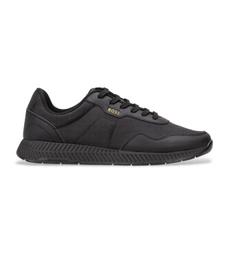 BOSS para hombre. 50536481 Zapatillas Titanium Runn negro (45), Plano, Cordones, Deportivo