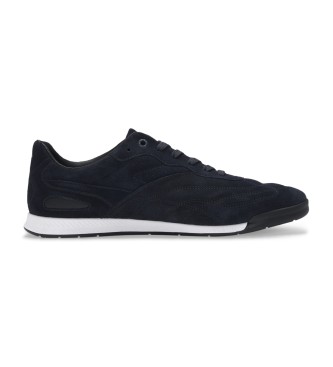 BOSSvoor mannen. 50536523 Titanium navy leren sportschoenen (40), Leer, Plat, Veters, Casual, Marineblauw