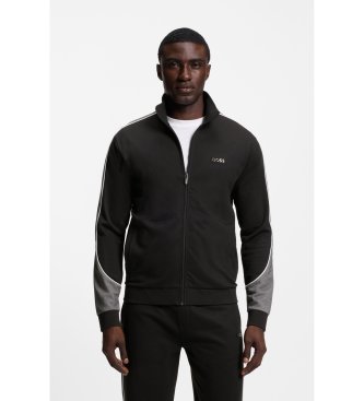 BOSS Chaqueta de algodón con cremallera y detalles en contraste negro
