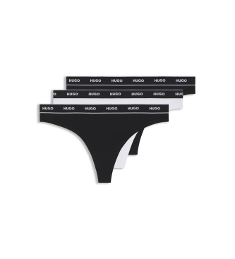 HUGO para mujer. 50469681 Set 3 Tangas Stripe blanco, negro (L), Homewear, Algodón