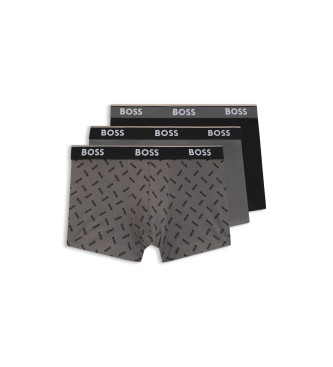 BOSS para hombre. 50554443 Boxers Trunk 3P Power Desig 060 gris (XXL), Homewear, Algodón