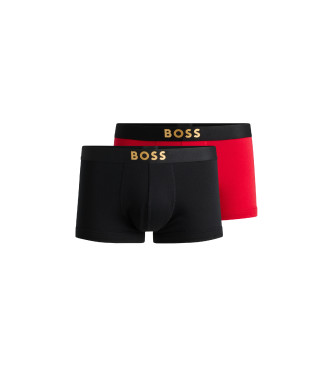 BOSS para hombre. 50524544 Set de 2 bóxers de algodón con logos metalizados negro, rojo (M), Homewear