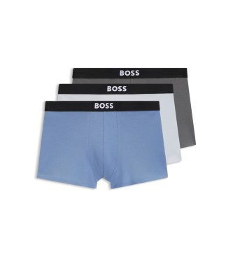 BOSS para hombre. 50544263 Set 3 Bóxers punto elástico azul, blanco, gris (S), Homewear, Algodón