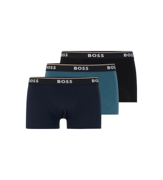 BOSS para hombre. 50483640 Pack 3 Bóxer Power marino, azul, negro (M), Homewear, Algodón