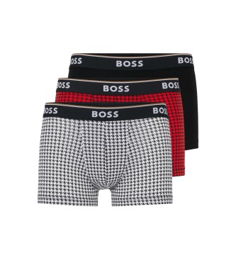BOSS para hombre. 50483648 Pack 3 Bóxer Power rojo, negro (L), Homewear, Algodón