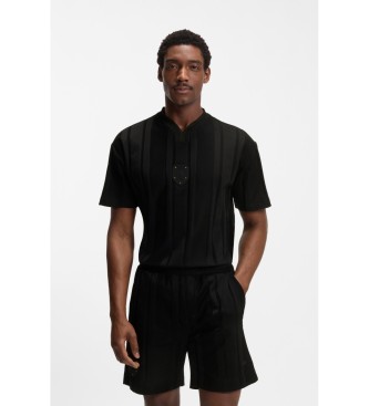 BOSS para hombre. 50554645 Camiseta rayas con textura negro (M), Casual, Algodón, Manga corta