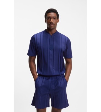 BOSS para hombre. 50554645 Camiseta rayas con textura marino (L), Casual, Algodón, Manga corta