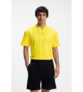 BOSS para hombre. 50554645 Camiseta rayas con textura amarillo (XL), Casual, Algodón, Manga corta