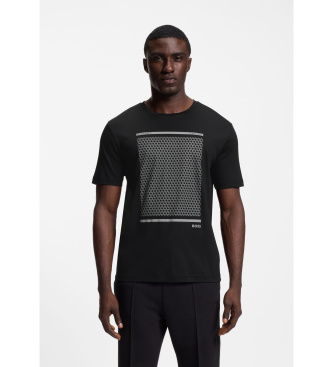 BOSS para hombre. 50554333 Camiseta Tour Print negro (XL), Casual, Algodón, Manga corta